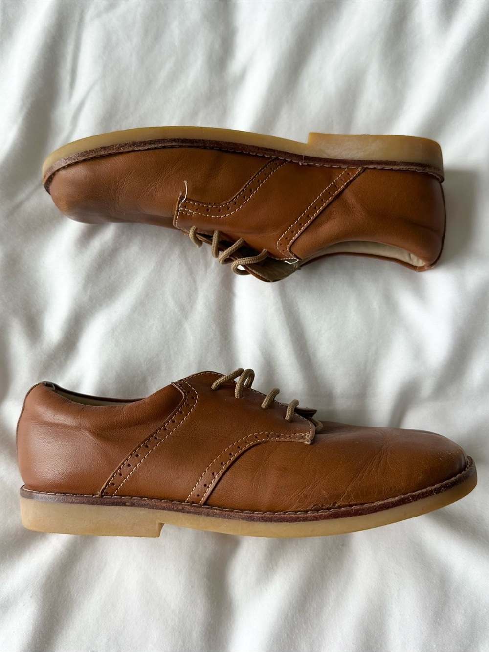 ELEPHANTITO Children's Tan Leather Lace-Up Shoes Size 13